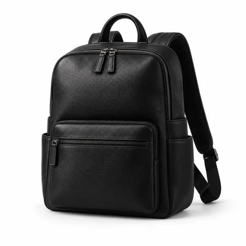 Black leather backpack