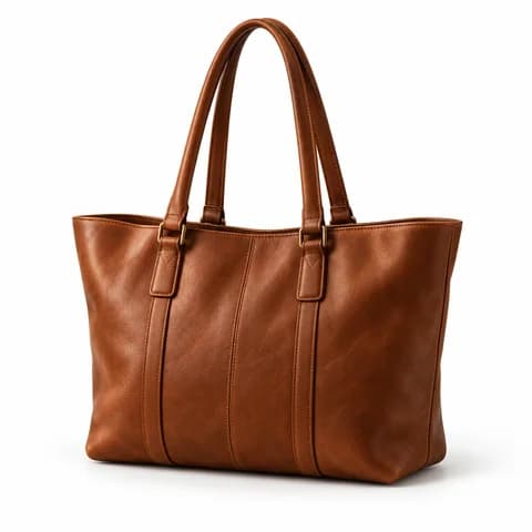 Tan leather tote with long handles