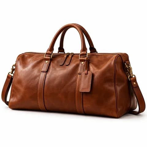 Tan leather weekender with a shoulder strap