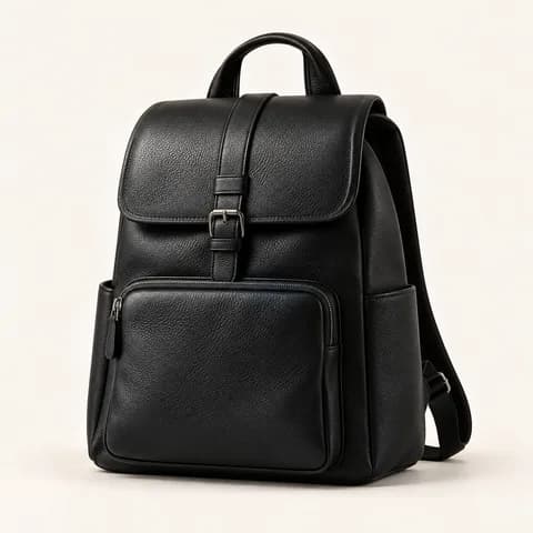Black leather backpack