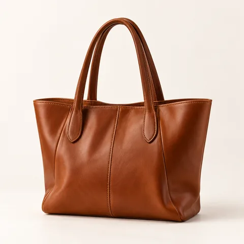 Tan leather tote with long handles