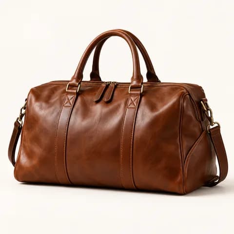 Tan leather weekender with a shoulder strap
